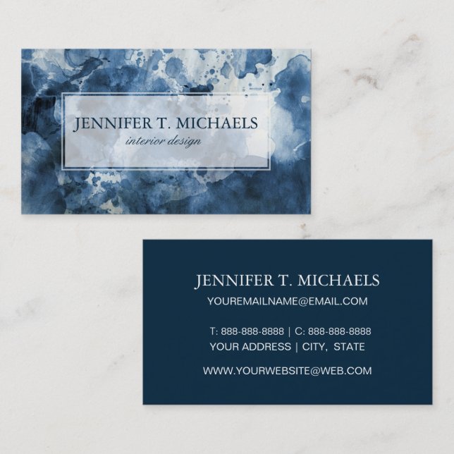 Abstract blue watercolor background business card (Front/Back)