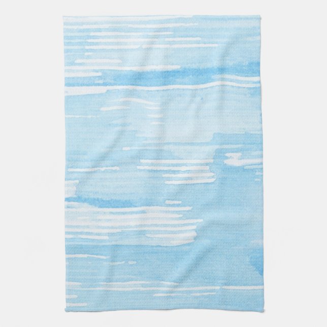 Abstract blue watercolor background, texture. tea towel (Vertical)