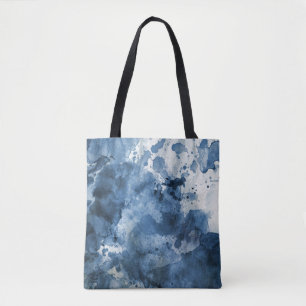 Abstract blue watercolor background tote bag