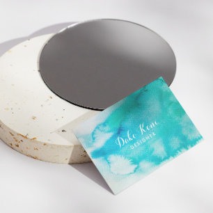 Abstract Blue Watercolor Business Card