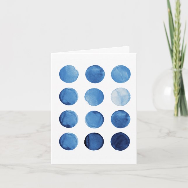 Abstract Blue Watercolor Geometric Birthday Card (Front)