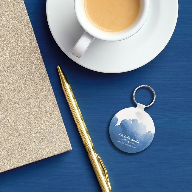 Abstract blue watercolor splash make up art key ring (Creator Uploaded)