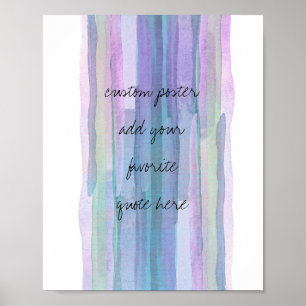 abstract blue watercolor stripes add your quote poster