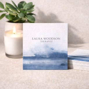 Abstract Blue Watercolor Therapist Business Card
