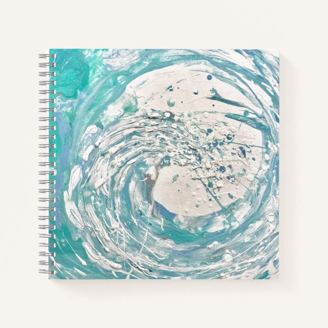 Abstract Blue Wave Modern Art  Notebook (Front)