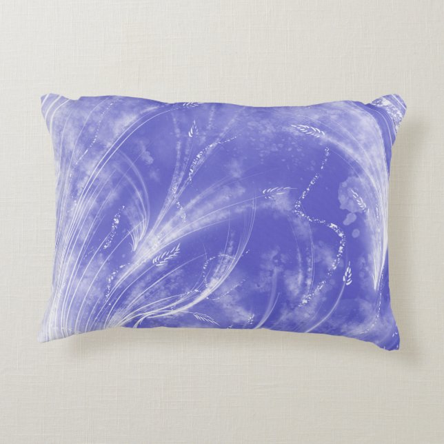 Abstract Blue White Dandelions and fireflies  Decorative Cushion (Back)