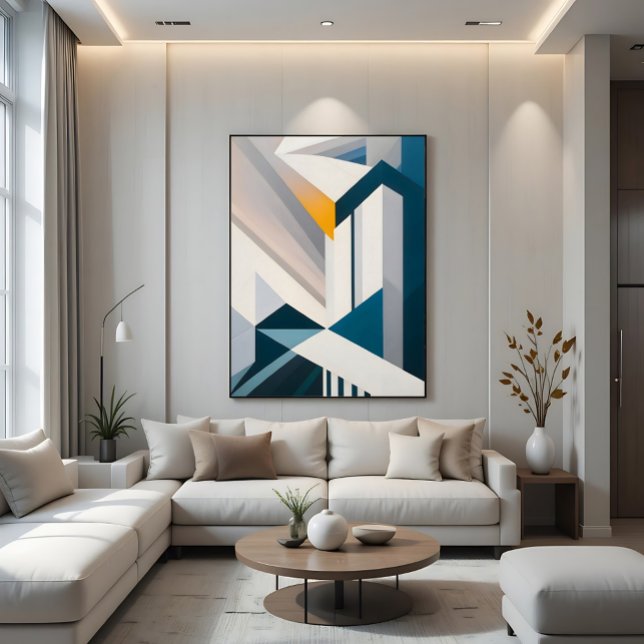 Abstract Blue White Gold Geometric Architecture Canvas Print (Creator Uploaded)