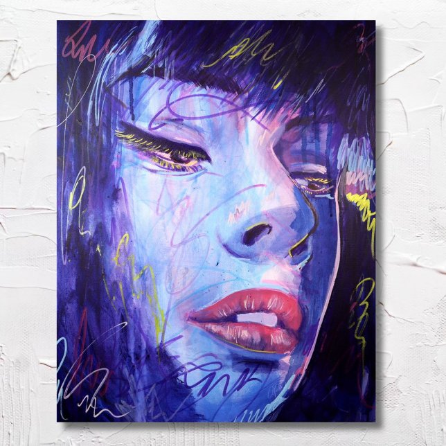 Abstract Blue with Gold Graphic Woman Art Print (Creator Uploaded)
