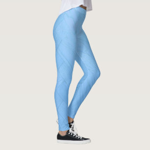 Abstract Blue Wood Floor Board Leggings