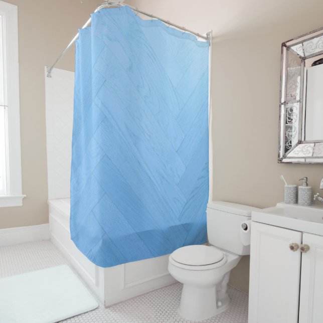 Abstract Blue Wood Floor Board | Shower Curtain (In Situ)