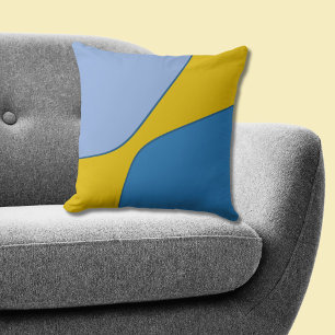 Abstract Blue-Yellow Irregular Quarter Shapes   Cushion