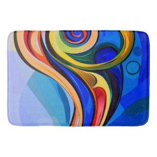Abstract blue yellow orange bath mat