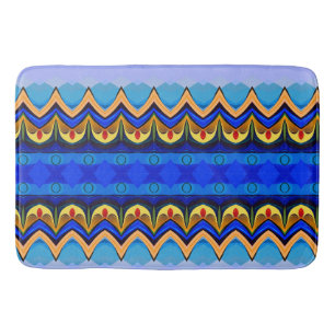 Abstract blue yellow orange bath mat