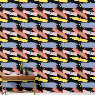 Abstract Blue Yellow Pink Wallpaper