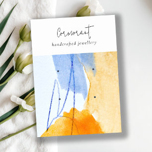 Abstract Blue Yellow Watercolor 2 Earring Holder Business Card