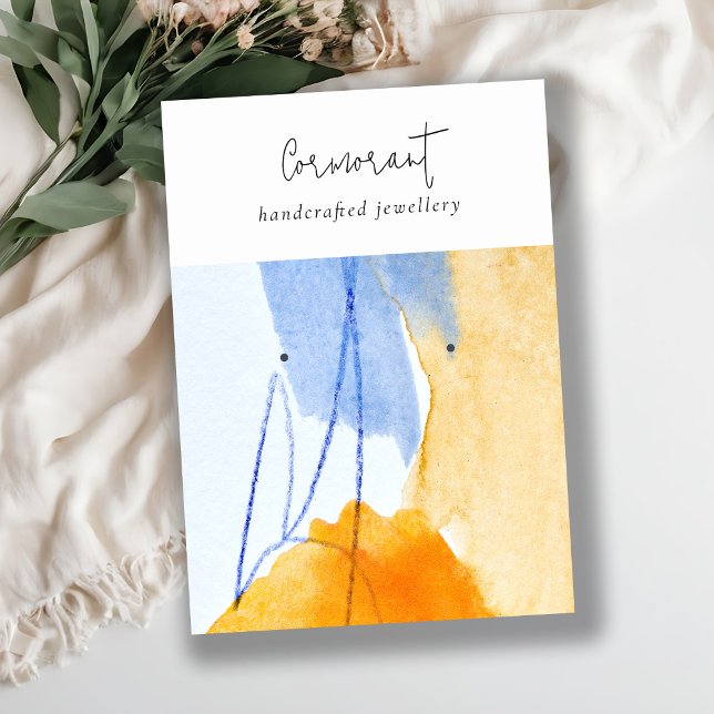 Abstract Blue Yellow Watercolor Earring Holder Business Card (Creator Uploaded)