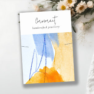 Abstract Blue Yellow Watercolor Necklace Display Business Card