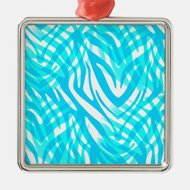 Abstract Blue Zebra Metal Tree Decoration (Front)