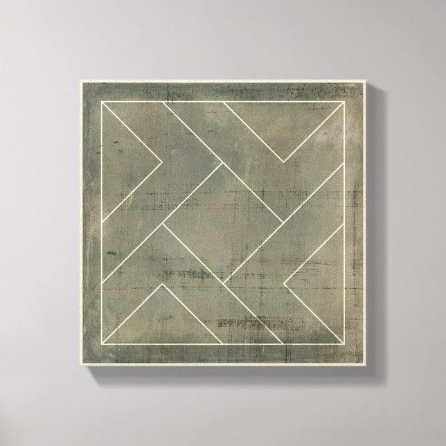 Abstract Blueprint with Geometric Shapes Canvas Print (Front)