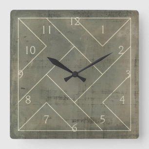Abstract Blueprint with Geometric Shapes Square Wall Clock