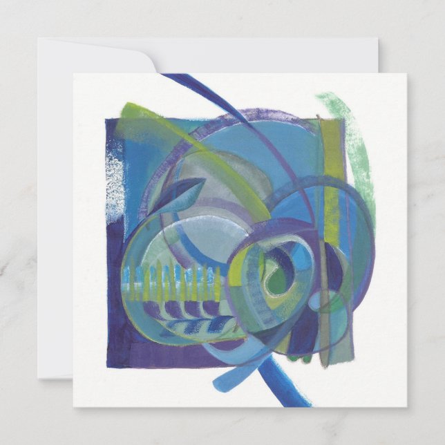 Abstract Blues Artist's Flat Unfolded Notecard (Front)