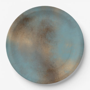 Abstract Blues Creams Painted Art Paper Plate