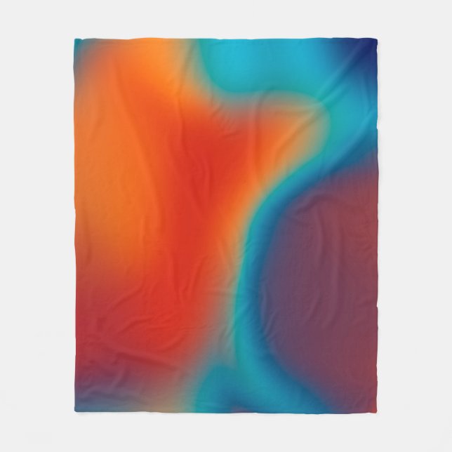 Abstract blur background with colourful blue-light fleece blanket (Front)