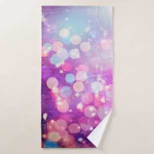 Abstract blurred of blue and silver glittering shi bath towel