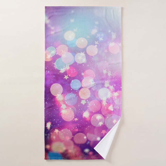 Abstract blurred of blue and silver glittering shi bath towel (Bath Towel)