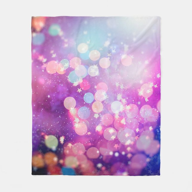Abstract blurred of blue and silver glittering shi fleece blanket (Front)
