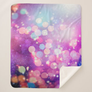 Abstract blurred of blue and silver glittering shi sherpa blanket