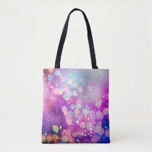 Abstract blurred of blue and silver glittering shi tote bag