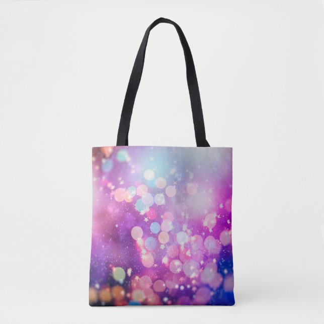 Abstract blurred of blue and silver glittering shi tote bag (Front)