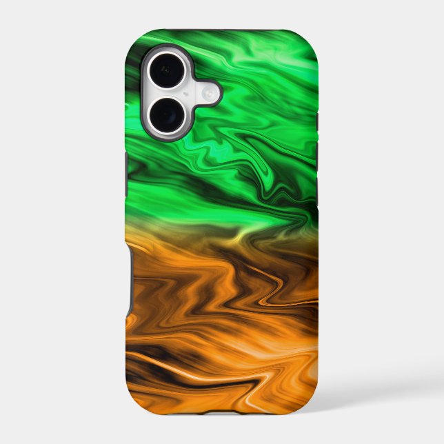 Abstract blurry spotted pattern in orange green  (Back)