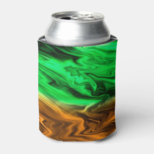 Abstract blurry spotted pattern in orange green can cooler