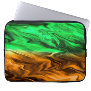 Abstract blurry spotted pattern in orange green  laptop sleeve