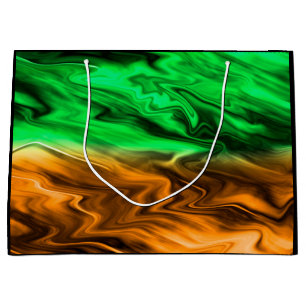 Abstract blurry spotted pattern in orange green  large gift bag