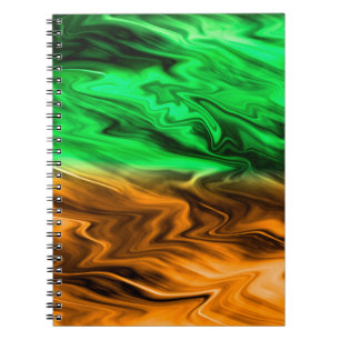 Abstract blurry spotted pattern in orange green  notebook