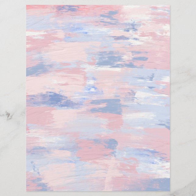 Abstract Blush and Blue Paint Scrapbook Paper (Front)