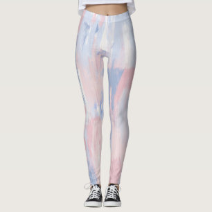 Abstract Blush and Blue Paint Strokes Leggings