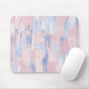 Abstract Blush and Blue Paint Strokes Mouse Pad