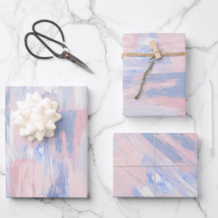 Abstract Blush and Blue Paint Strokes Wrapping Paper Sheet