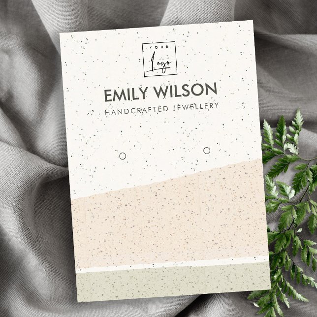 ABSTRACT BLUSH CERAMIC WAVES EARRING DISPLAY LOGO BUSINESS CARD (Creator Uploaded)