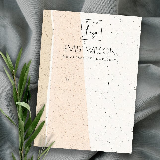 ABSTRACT BLUSH CERAMIC WAVES EARRING DISPLAY LOGO BUSINESS CARD (Creator Uploaded)