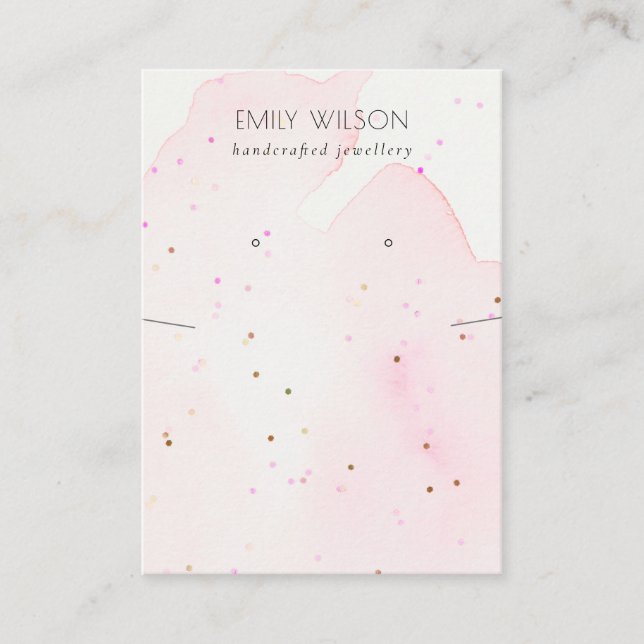 Abstract Blush Confetti Necklace Earring Display Business Card (Front)