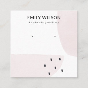 ABSTRACT BLUSH DUSKY PINK STUD EARRING DISPLAY SQUARE BUSINESS CARD