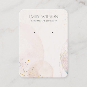 Abstract Blush Gold Watercolor Earring Display Business Card