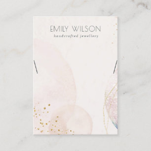 Abstract Blush Gold Watercolor Necklace Display Business Card