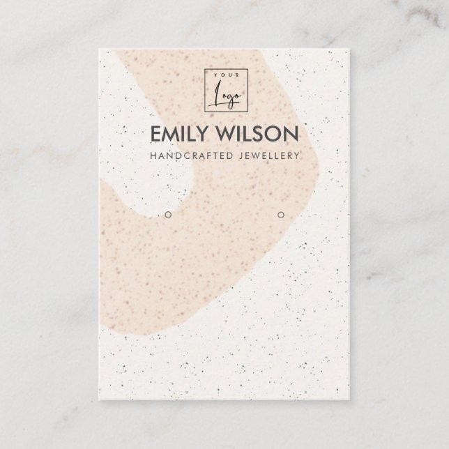 ABSTRACT BLUSH PEACH CERAMIC EARRING DISPLAY LOGO BUSINESS CARD (Front)