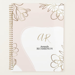 Abstract Blush Pink and Gold Planner